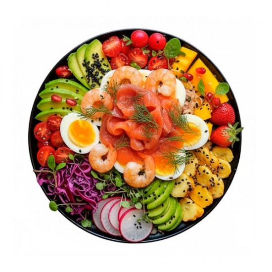 Salat-bowl med røget laks og avocado